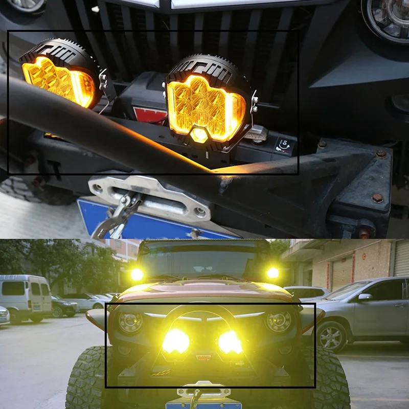 Luz de trabajo LED tres caras 7 pulgadas - faro todoterreno amarillo - imagen 5