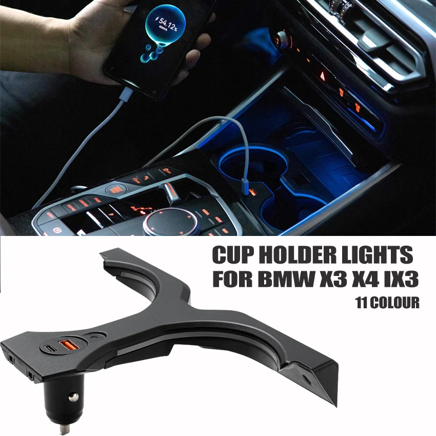 Portavasos luminoso con luz ambiental para BMW X3 X4 iX3