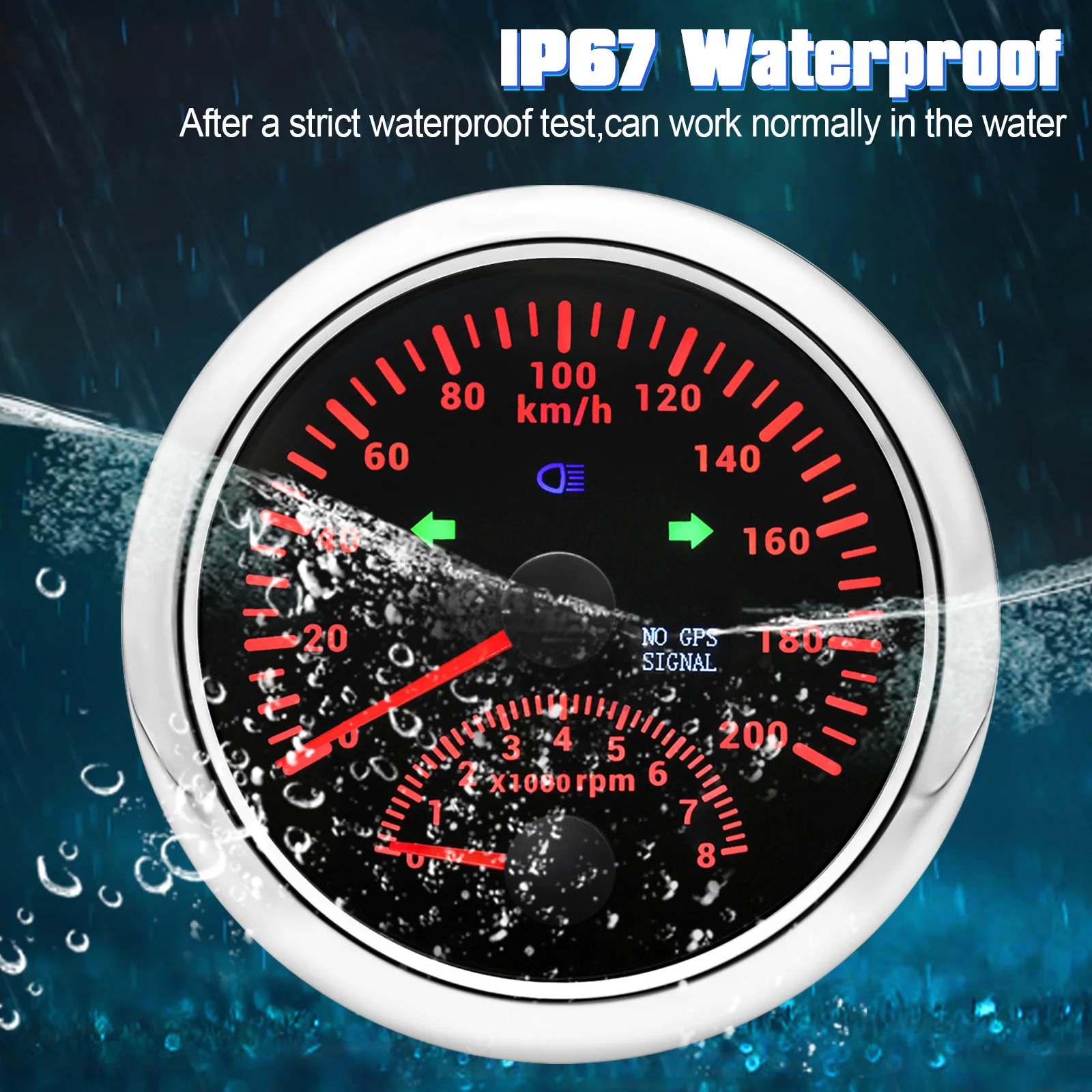 Velocímetro GPS con tacómetro 85mm impermeable 0-8000 RPM – Universal 12V/24V - imagen 2