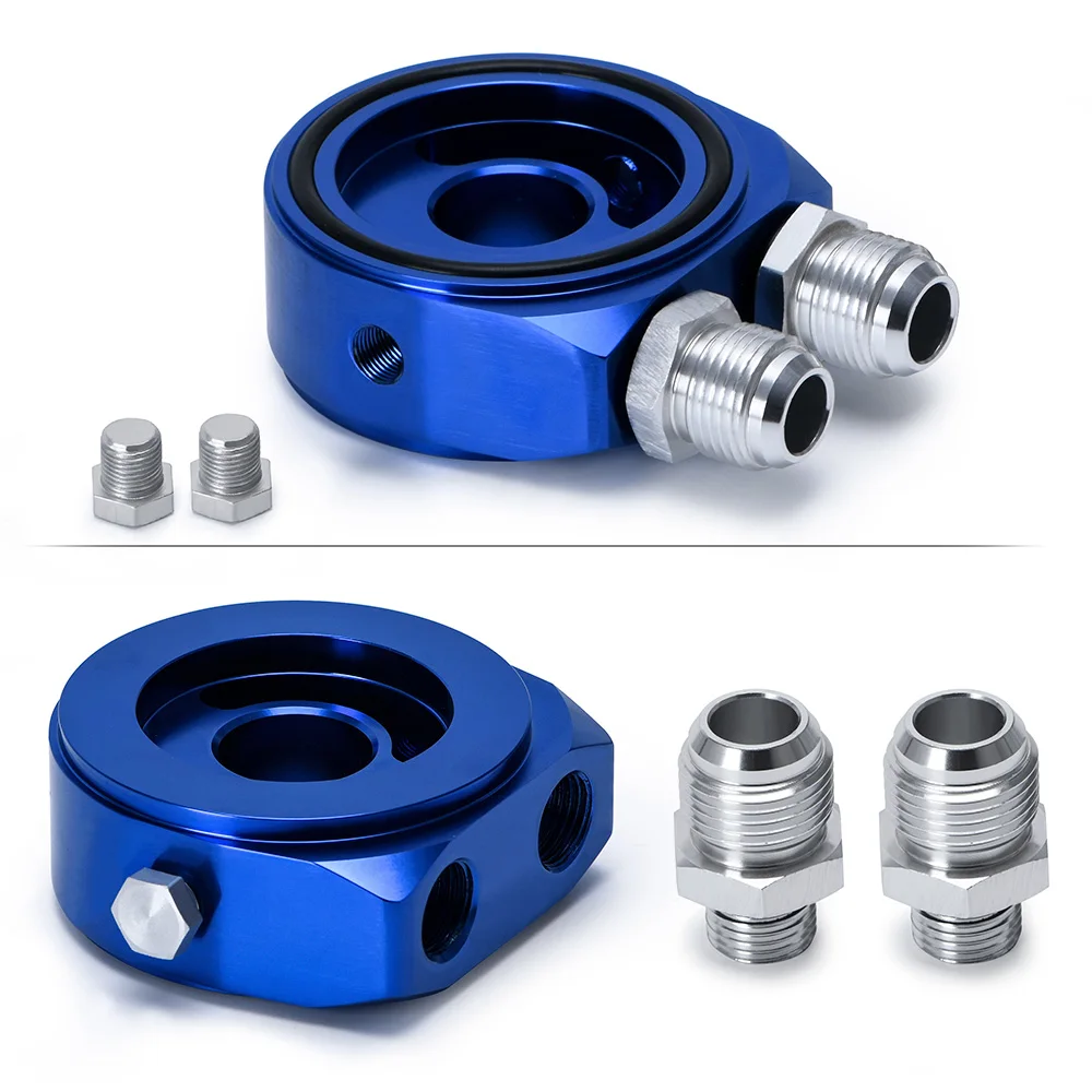 WLR RACING Universal de aluminio AN10 Sandwich filtro adaptador de aceite placa de refrigeración Kit con 3/4-16 UNF, montaje M20 x 1,5 WLR6721 - imagen 3