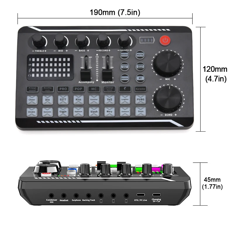 Interfaz de Audio DJ con Bluetooth y Efectos para Transmisión en Vivo - imagen 3