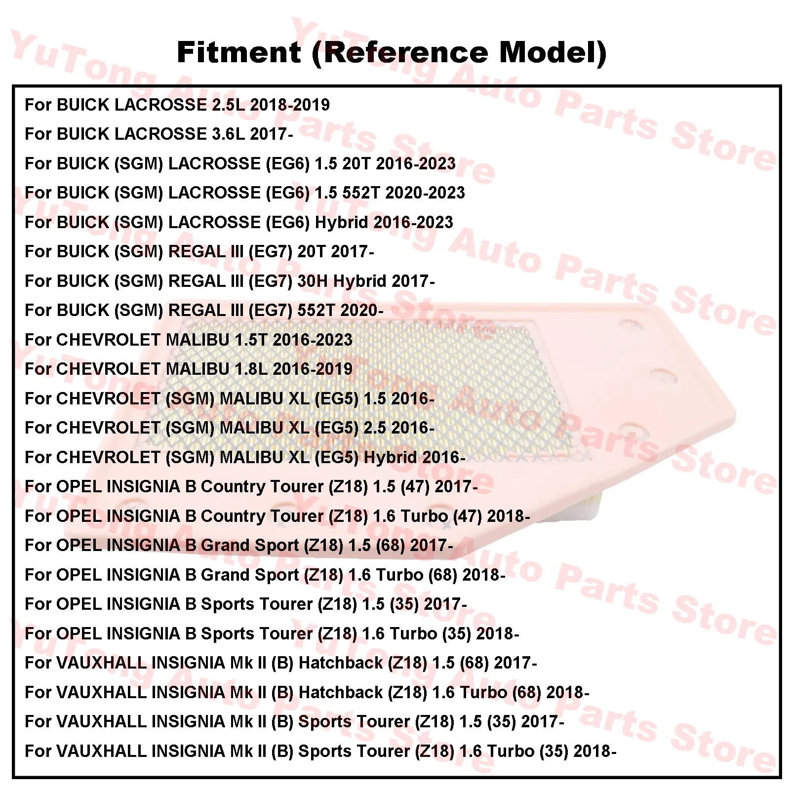 23430312 Filtro de aire del motor - Malibu 2016-2018 1.5T/1.6T - imagen 4
