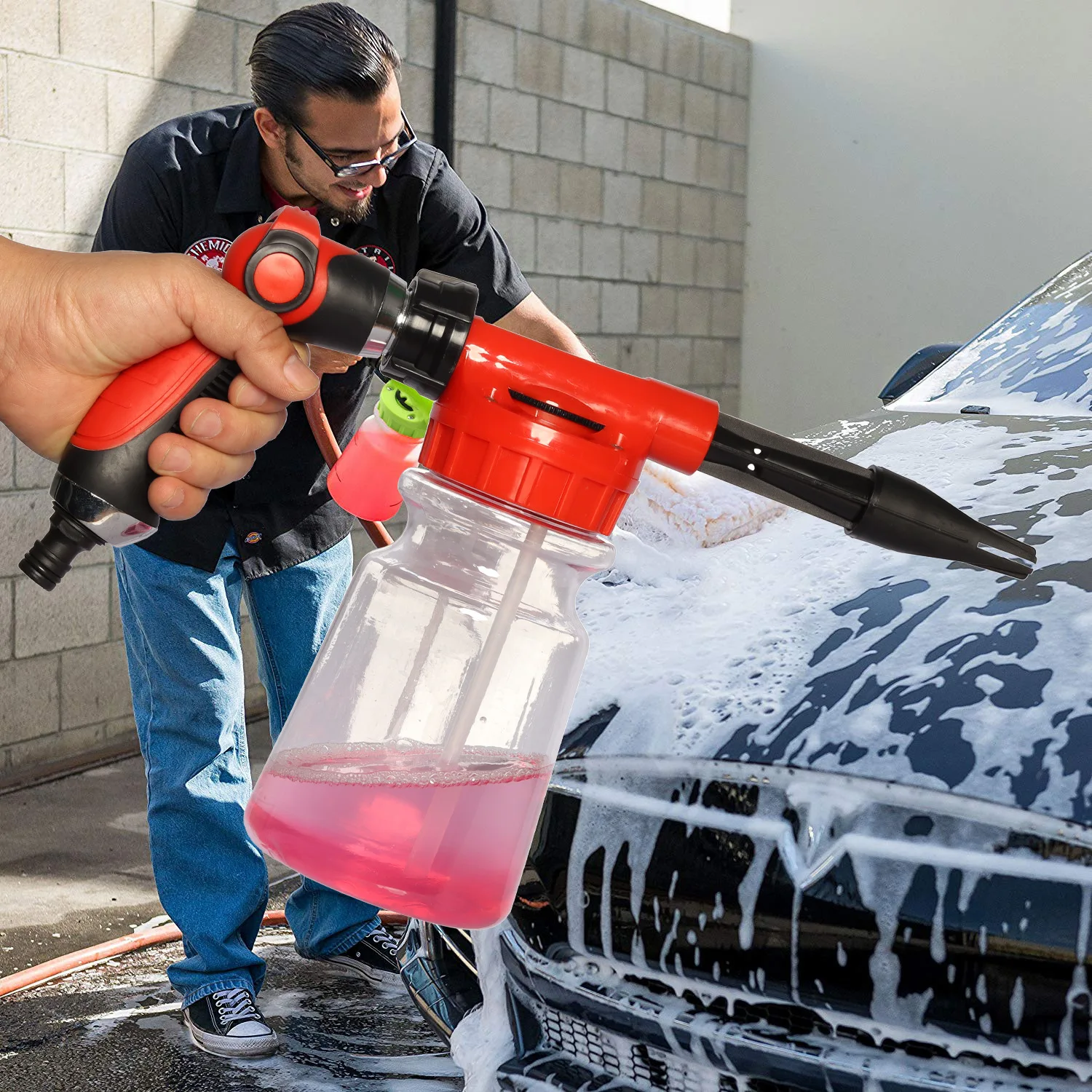 Pistola de espuma baja presión para lavar coches transparente