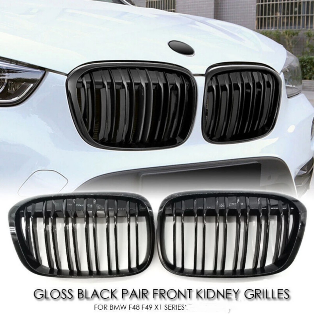 Parrilla doble riñón delantera estilo M BMW X1 F48 negro brillante