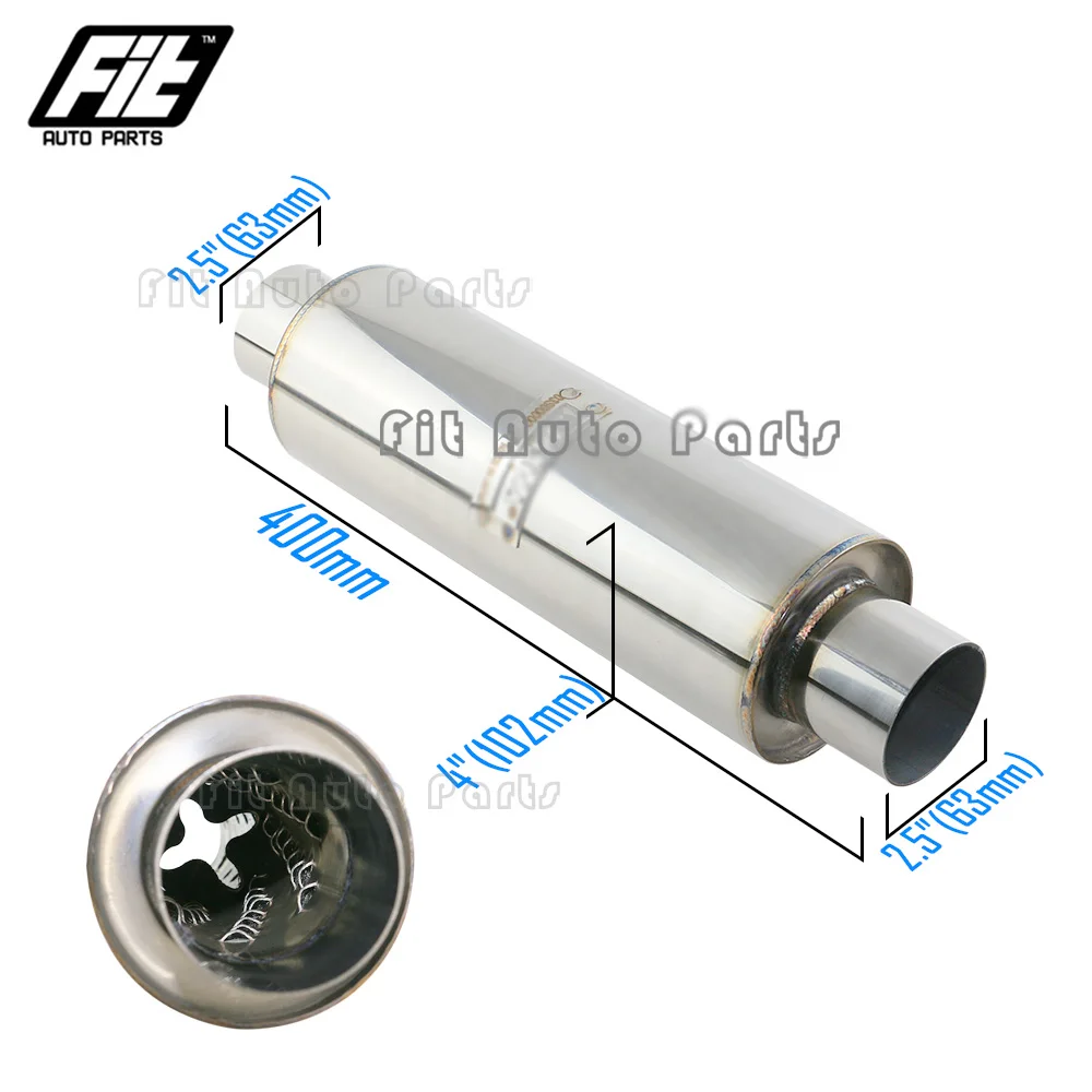 Silenciador de tubo de escape de acero inoxidable, resonador recto en espiral, reduce el sonido, universal, 2 y 2,5 pulgadas - imagen 4