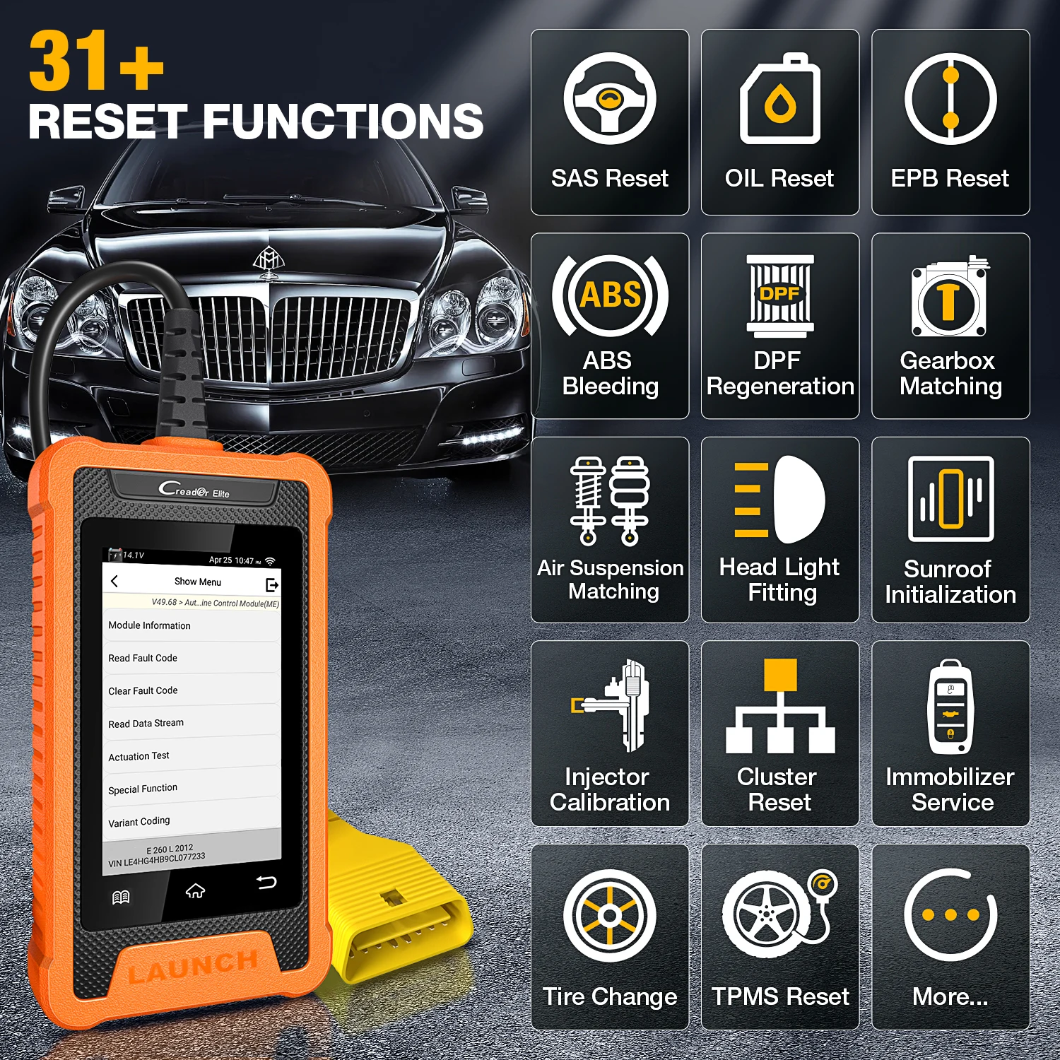Escáner OBD2 profesional Launch X431 Creader Elite con TPMS - imagen 4