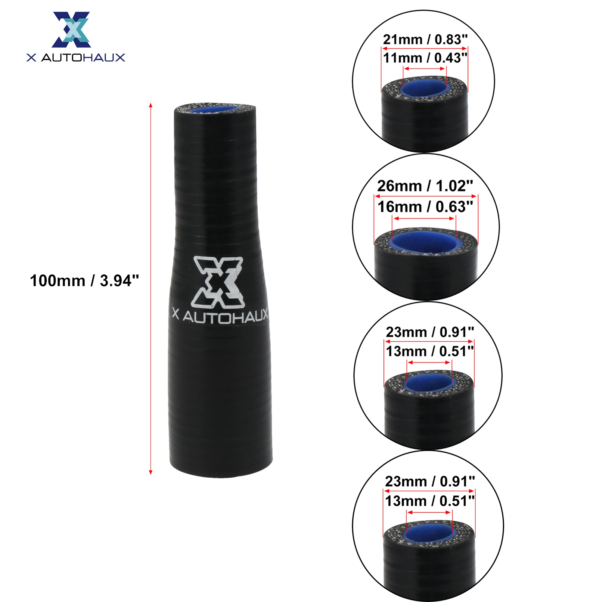 X Autohaux 100mm longitud 11-16mm 13-16mm 11-19mm diámetro recto reductor silicona manguera acoplador Intercooler tubo tubería de admisión