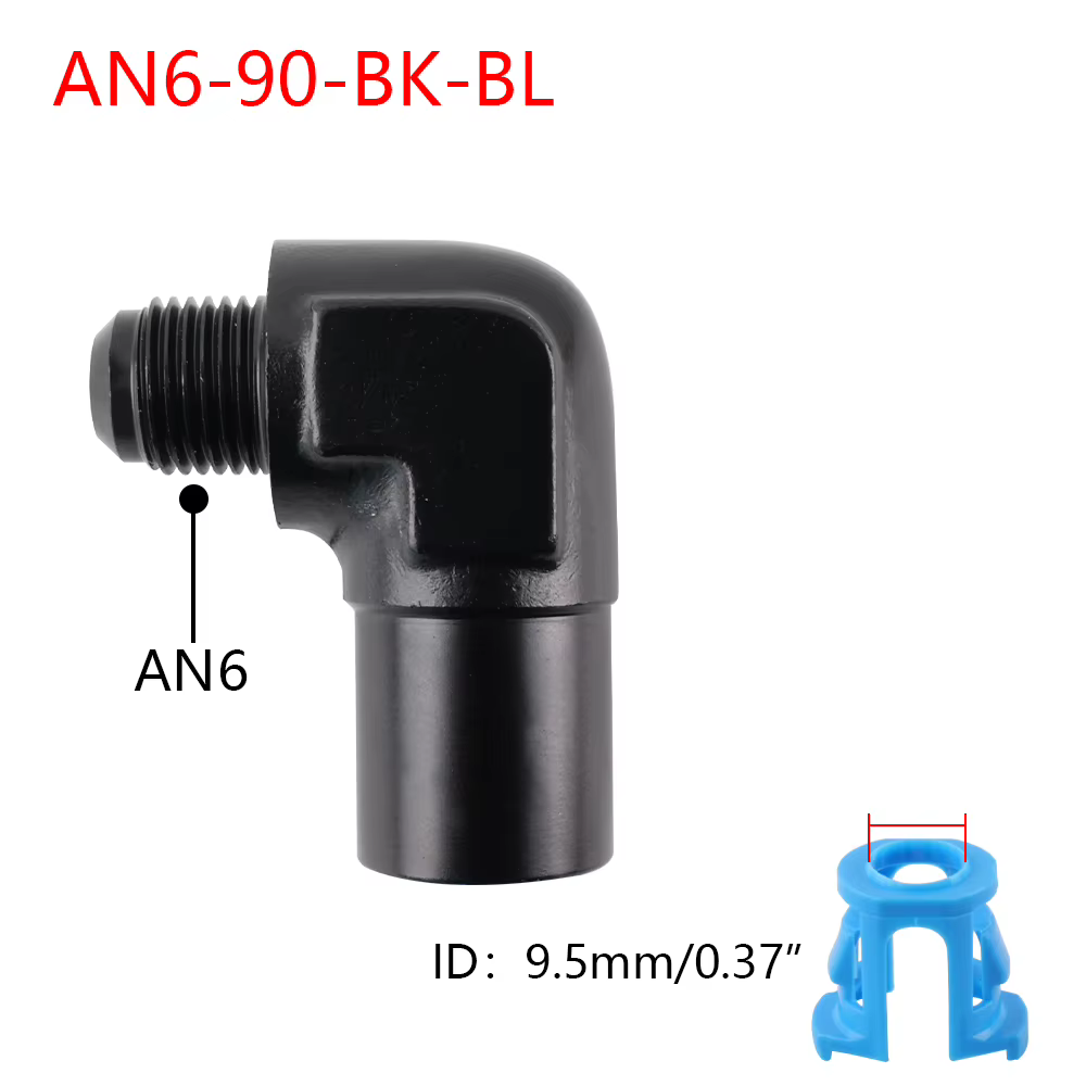 Conector rápido AN6 macho a 3/8 para EFI, aluminio negro - imagen 3