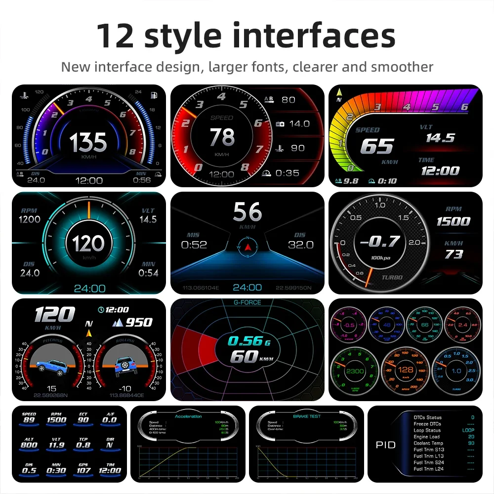 Pantalla P24 HUD OBD2 temperatura aceite agua turbo e inclinómetro - imagen 4