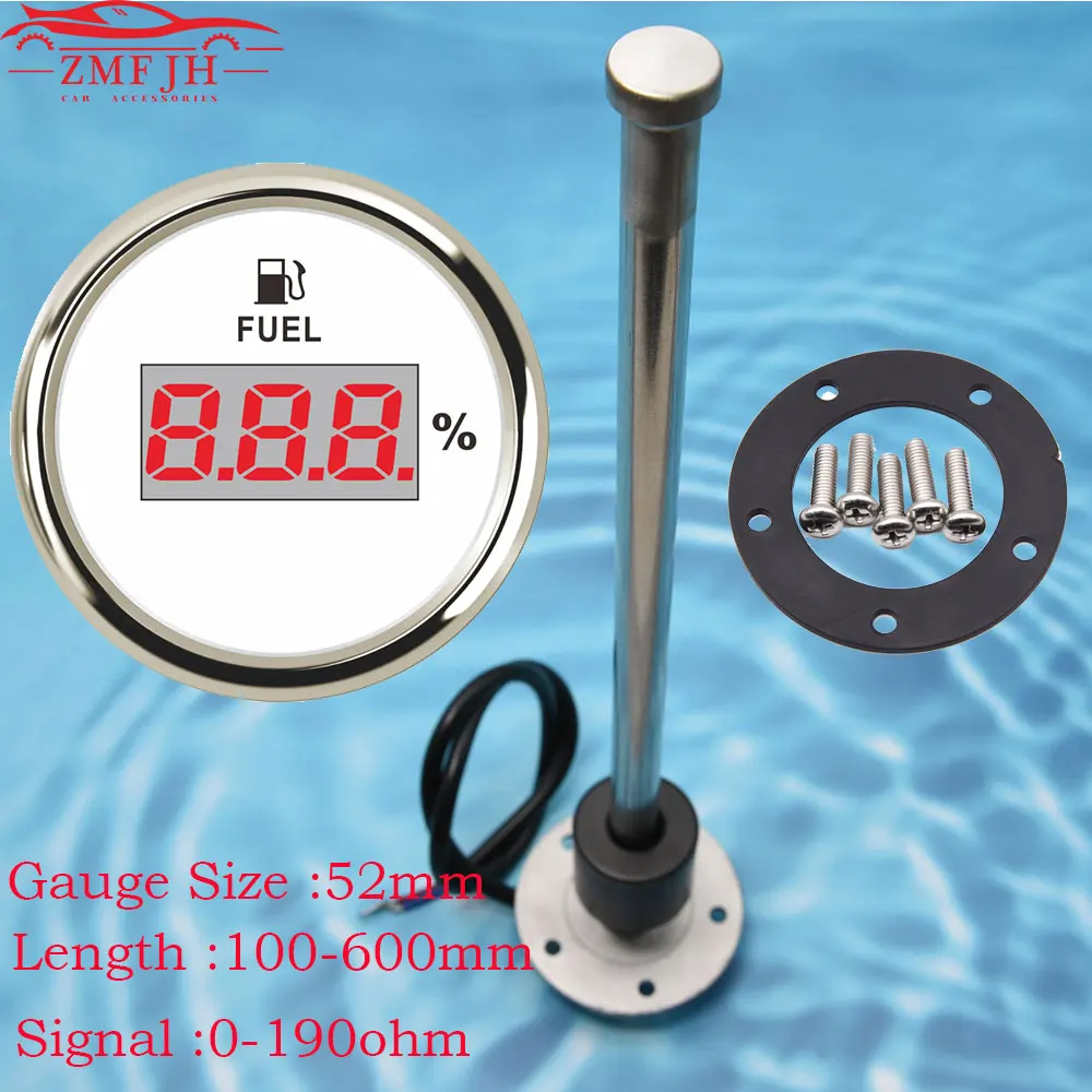 Medidor nivel combustible 52mm sensor 0-190ohm Marino