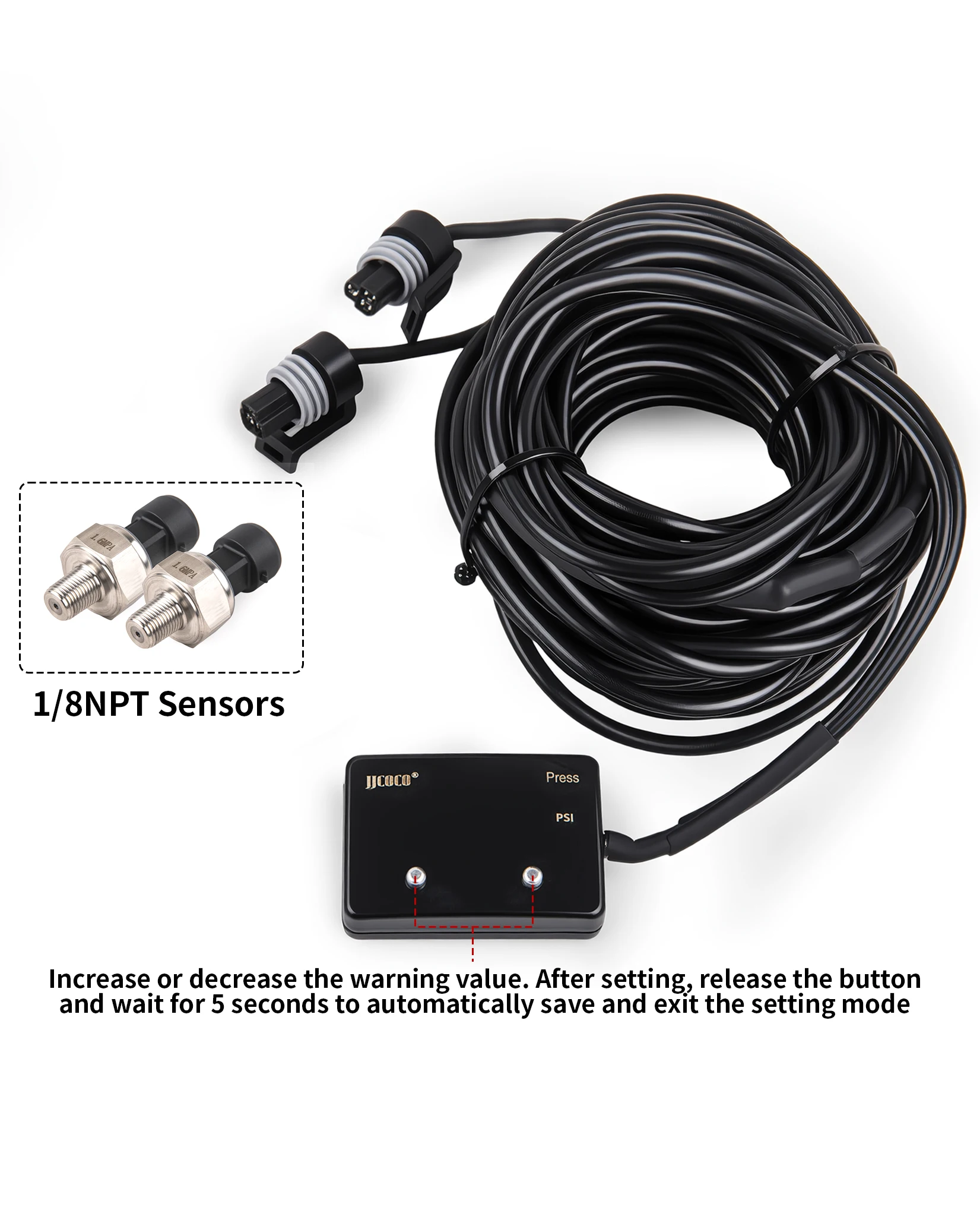 Medidor presión aceite digital dual 12V sensor NPT 1/8 JJCOCO