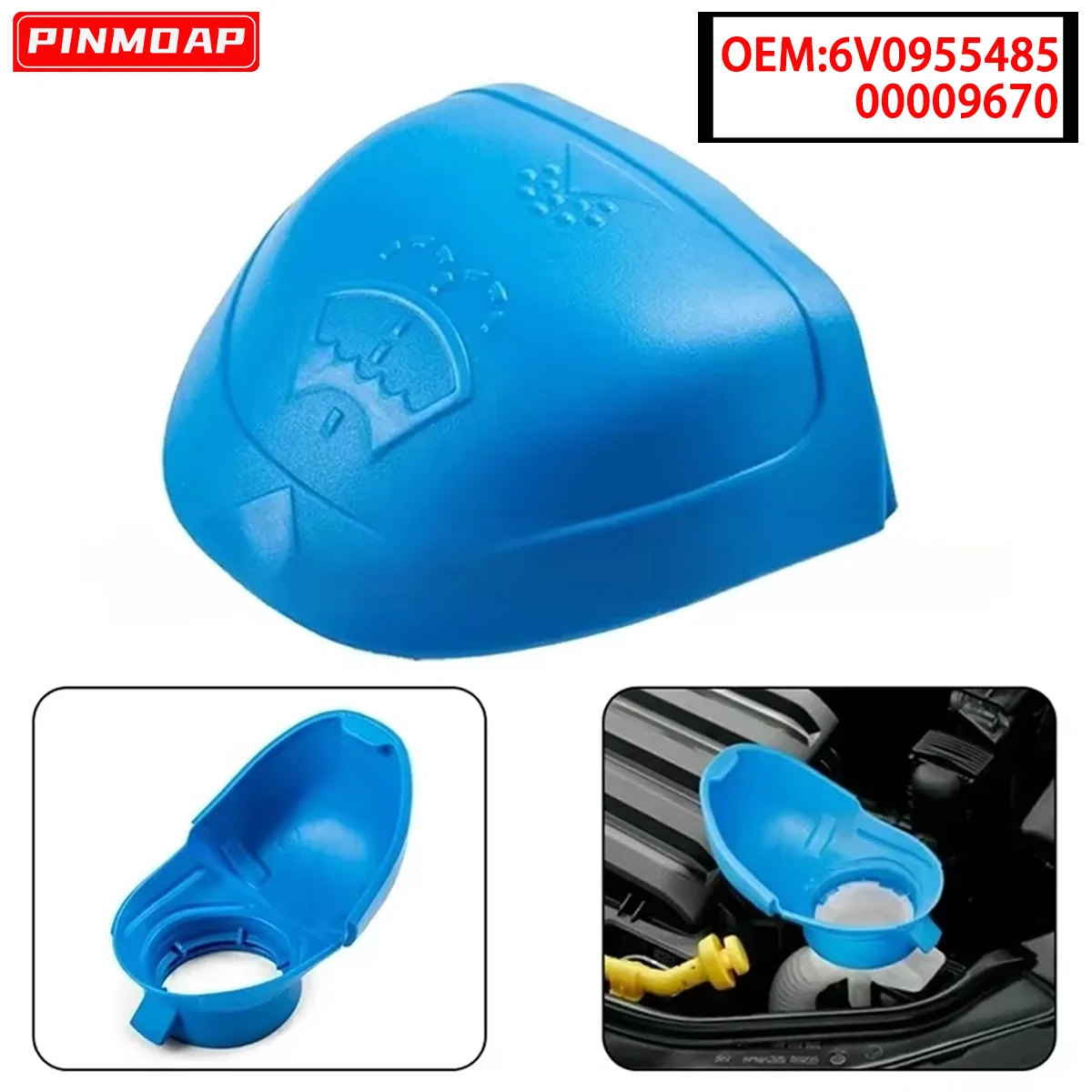 6V0955485 Tapa del depósito limpiaparabrisas PINMOAP para Audi, VW y Skoda