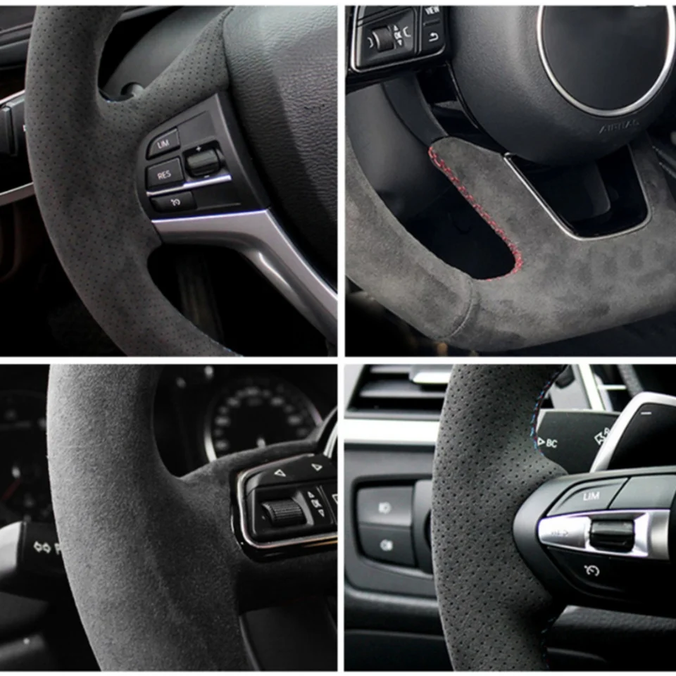Protector para volante de ante personalizado en color negro
