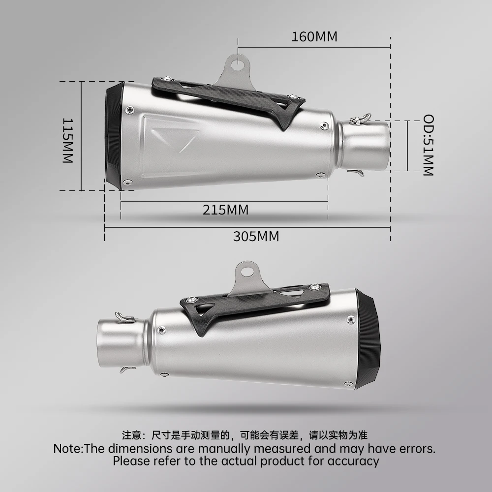 Tubo de Escape 51 mm para motos con silenciador de carreras de carbono - imagen 5