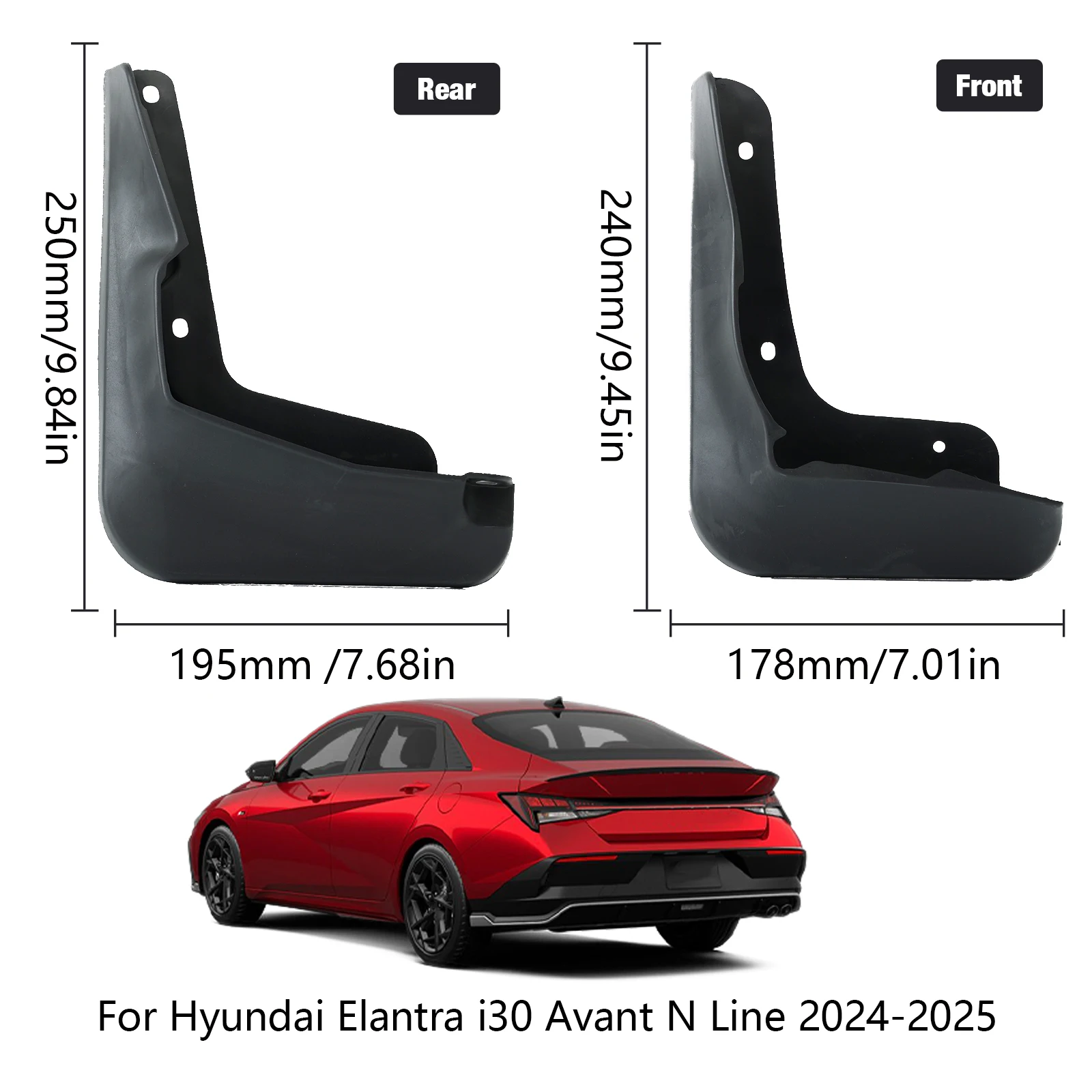 Guardabarros delantero y trasero Hyundai Elantra i30 N Line 2024-2025 - imagen 4