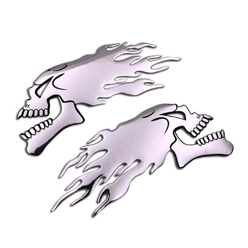 Pegatinas 3D cromadas Hurricane calavera fuego fantasma para moto - imagen 2