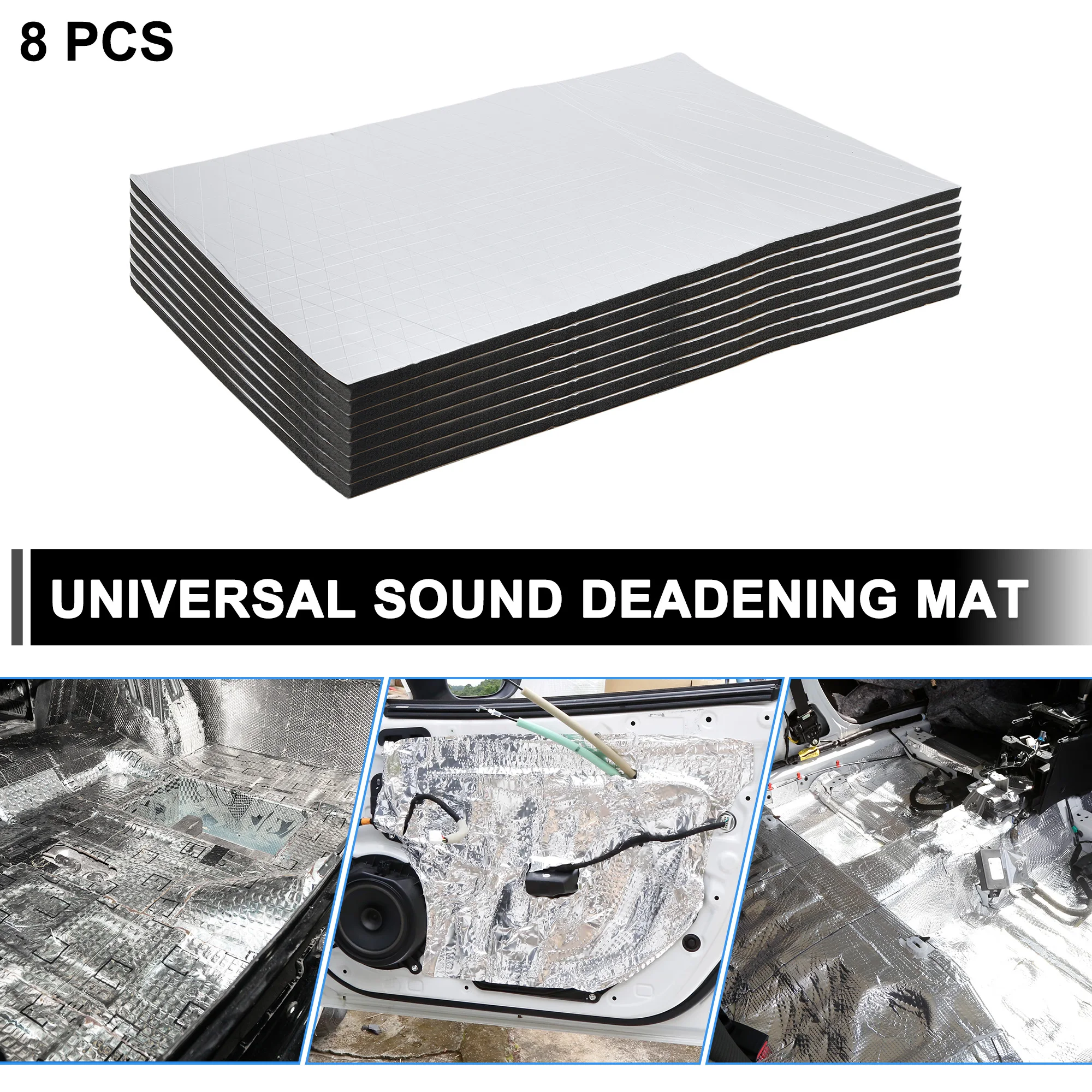 UXCELL 8 Uds aislamiento acústico de coche Universal 10mm estera insonorizante 50x30cm espuma acústica de insonorización automotriz para coche