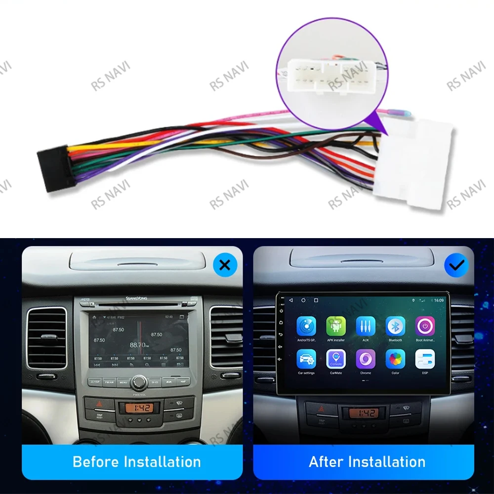 Vista frontal de la radio multimedia RSNAVI para SsangYong Korando