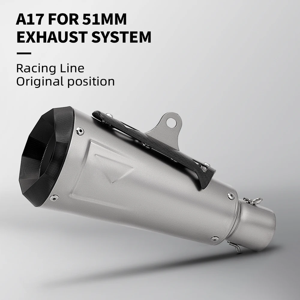 Tubo de Escape 51 mm para motos con silenciador de carreras de carbono