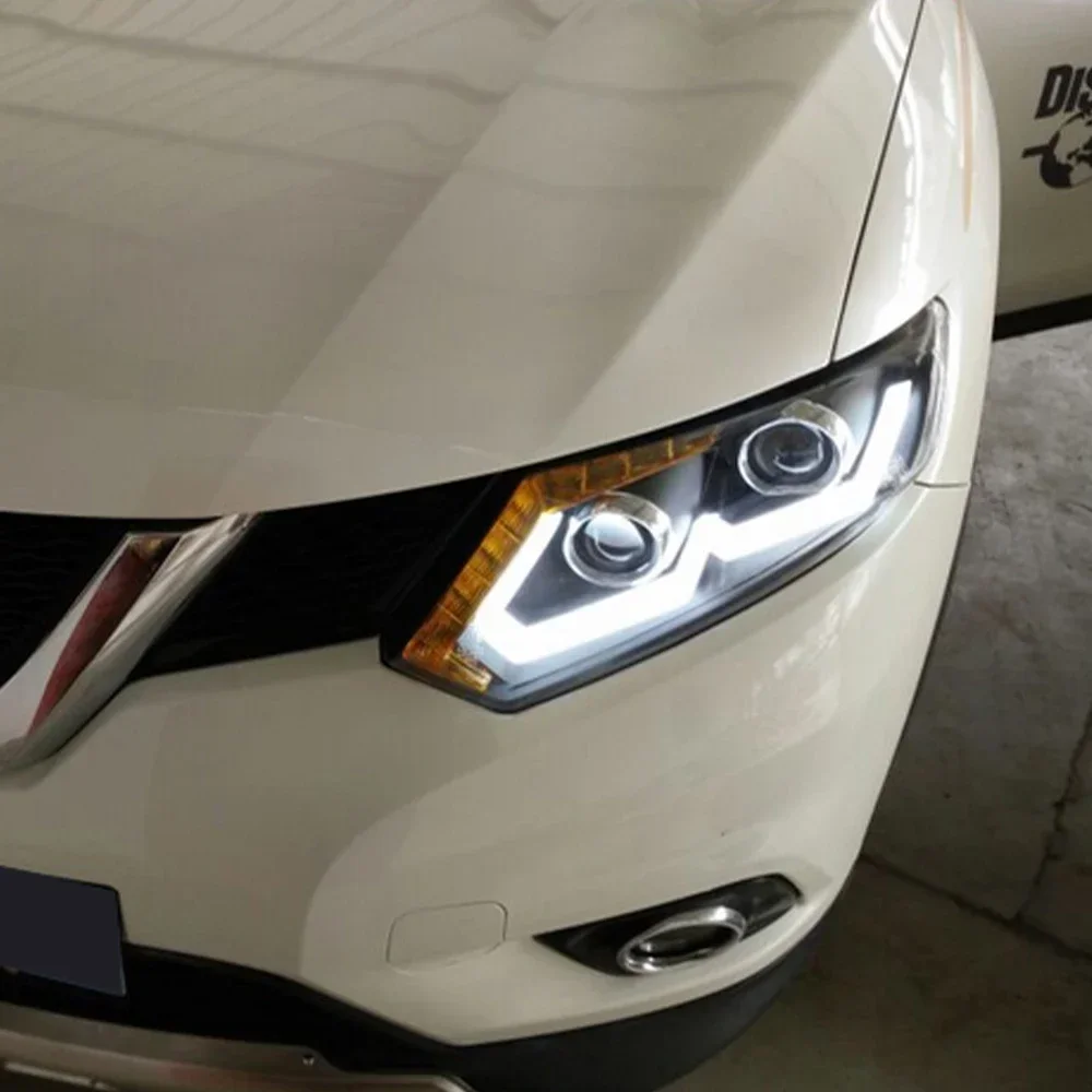 Faros delanteros LED Nissan X-Trail 2014-2016, doble U proyector - imagen 4