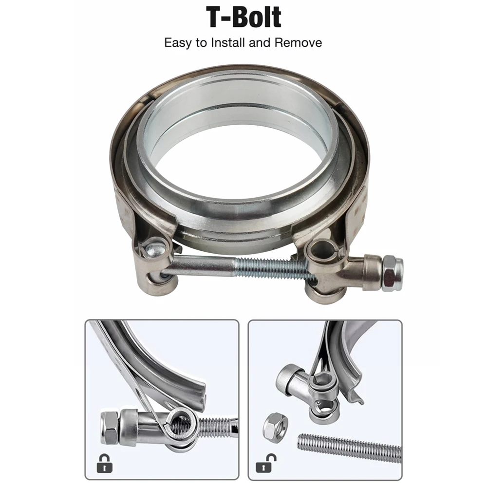 Abrazadera V-Band inox con brida macho hembra para escape y turbo - imagen 4