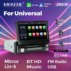 Radio 1 DIN MEKEDE con pantalla retráctil, CarPlay y Android Auto
