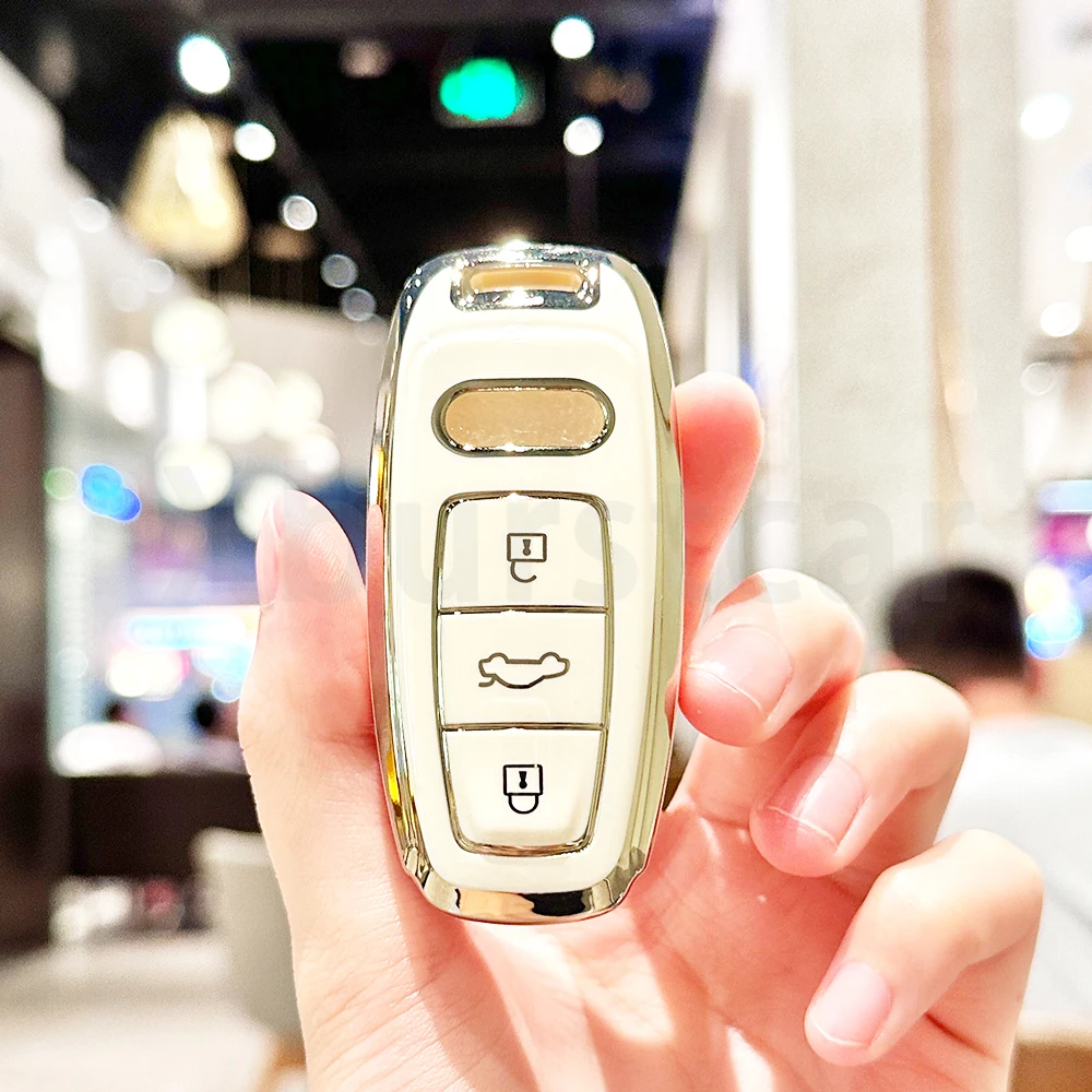 Funda protectora suave de TPU para llave de coche, bolsa con soporte para Fob para Audi A8 e-tron Q5 Q8 C8 D5 SQ8 A3 A4 B9 A6 A7 4K, accesorios - imagen 5