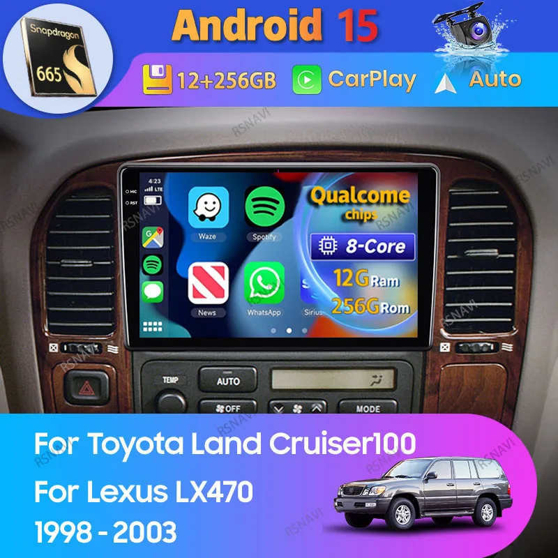 Android Auto doble DIN para Lexus LX470 y Toyota LC100 1998-2003