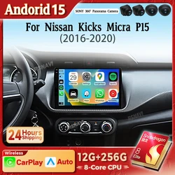 Radio Android 15 con CarPlay 4G para Nissan Kicks Micra P15 2016-2020