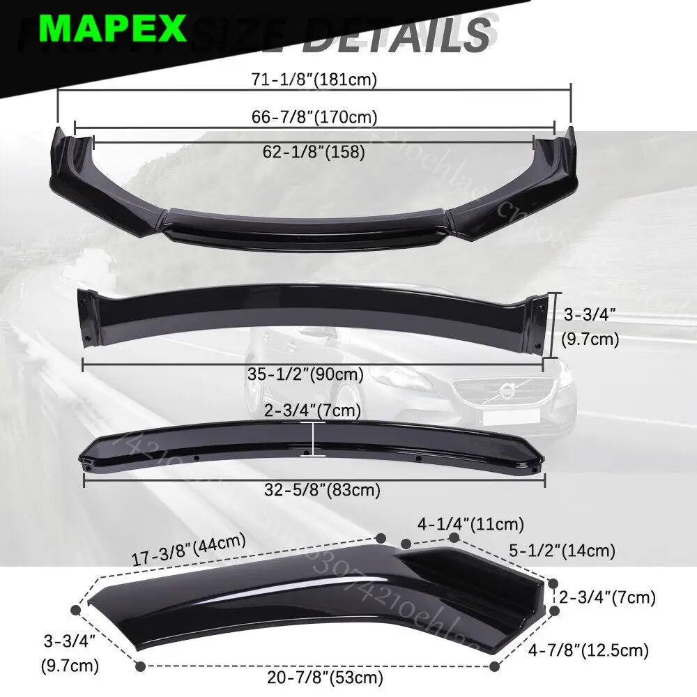 Splitter delantero negro brillo para Kia Sportage con protectores de puntal - imagen 3