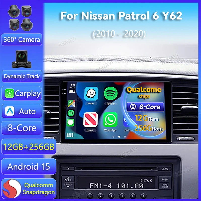 Radio Android 15 de 9 pulgadas con CarPlay para Nissan Patrol Y62