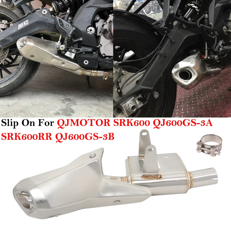 Escape slip on QJMOTOR SRK600 con silenciador y tubo enlace