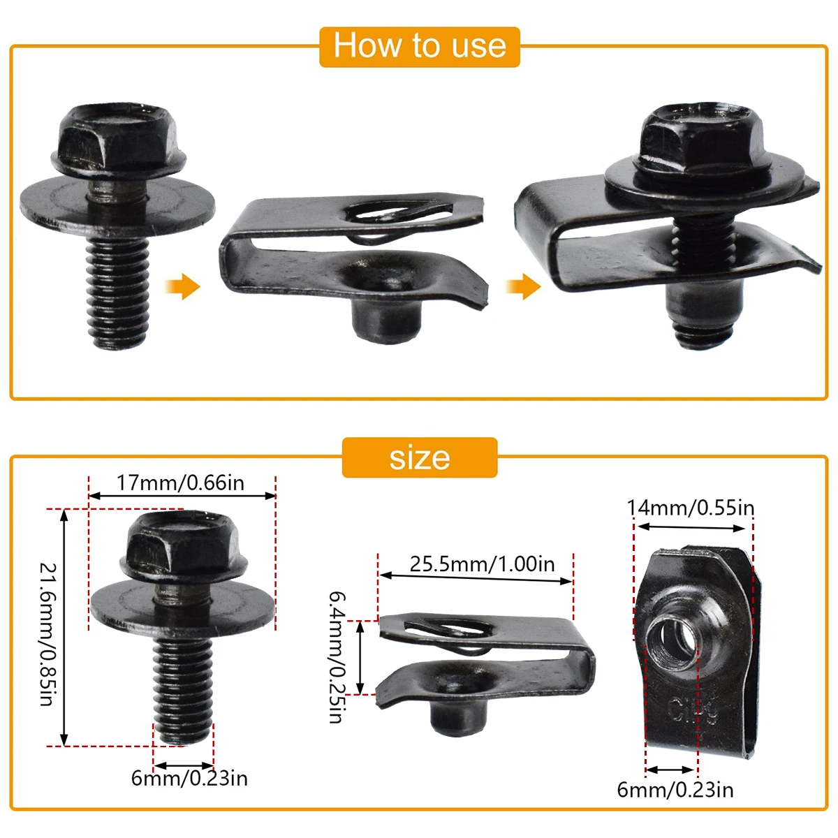 Pernos de carrocería, clips tuerca en U para motor y guardabarros - imagen 2