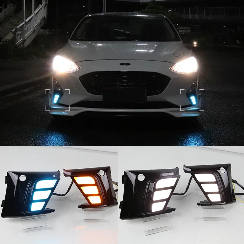 Luces diurnas LED con intermitente amarillo para Ford Focus 2018-2019 - imagen 3