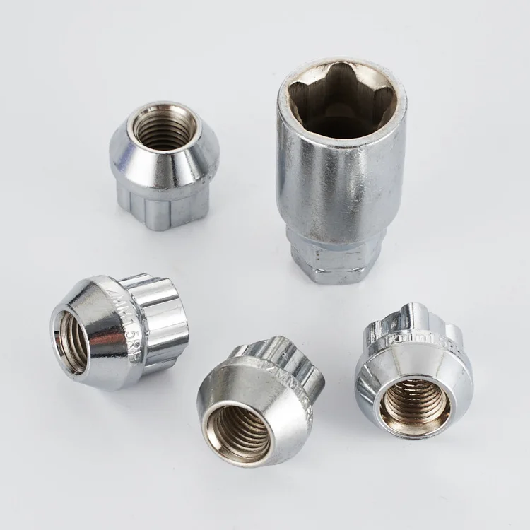 4 + 1 Cubo de rueda de extremo abierto Cerradura antirrobo con tuerca M12x1,25 M12x1,5 M14x1,5 M14x2,0 Espesor 21 mm