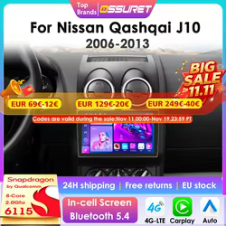 OSSURET Radio 2DIN con CarPlay y Android Auto para Nissan Qashqai J10