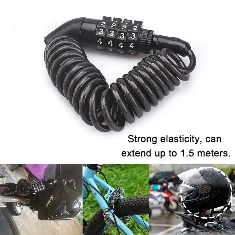 Candado para casco de moto con cable de acero y combinación