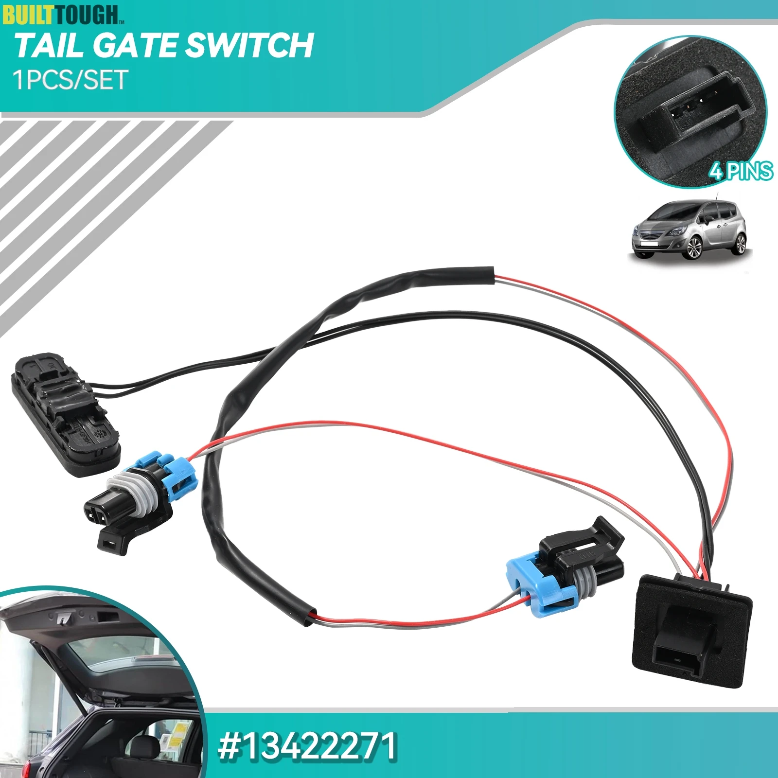 Interruptor de manija de puerta trasera para coche, botón de apertura de bloqueo de maletero para Vauxhall Opel Meriva B 13422271-ON 2010 13271692, 13359894