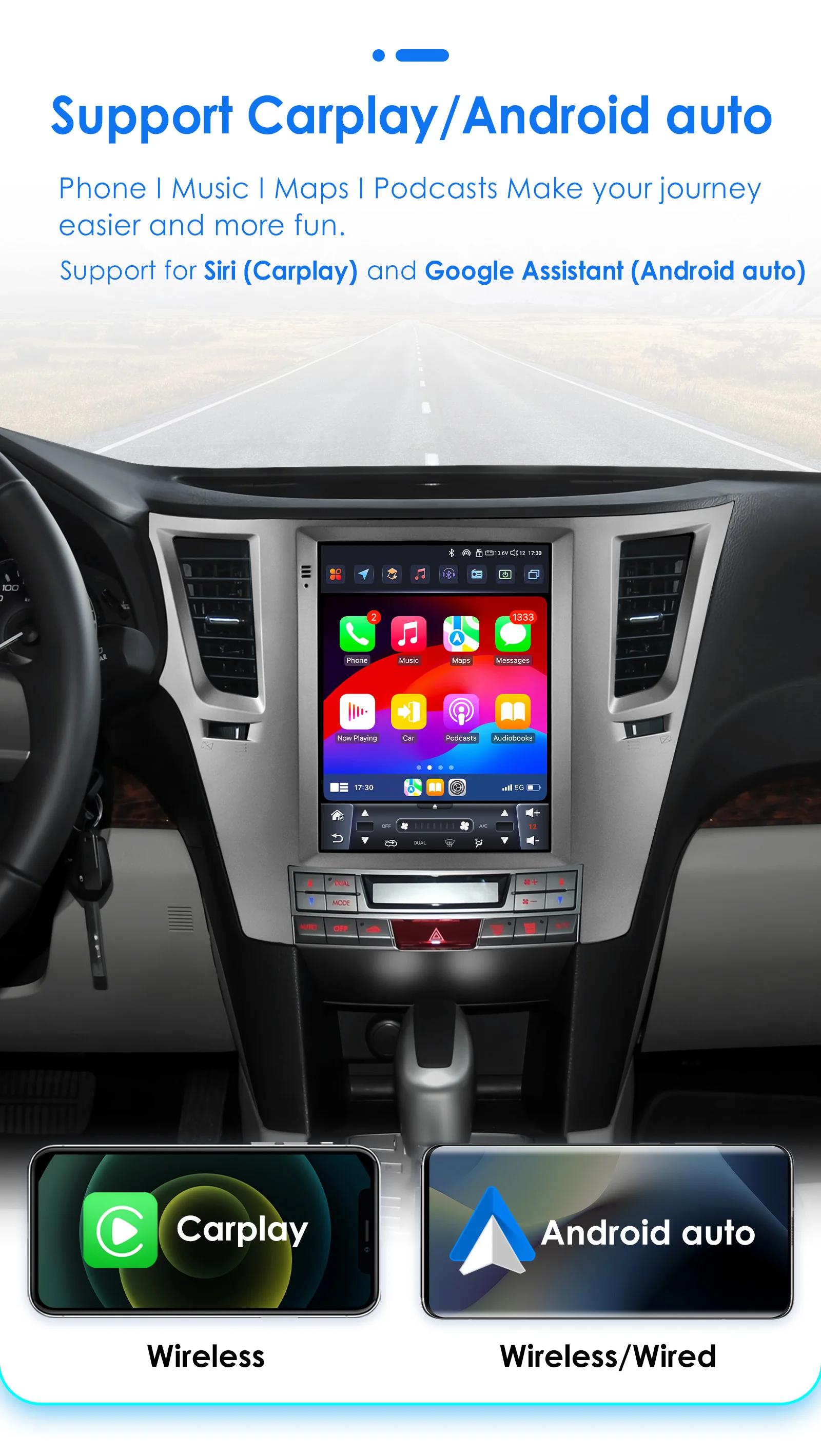 Radio Android con CarPlay y GPS para Subaru Outback, Impreza y Legacy - imagen 2
