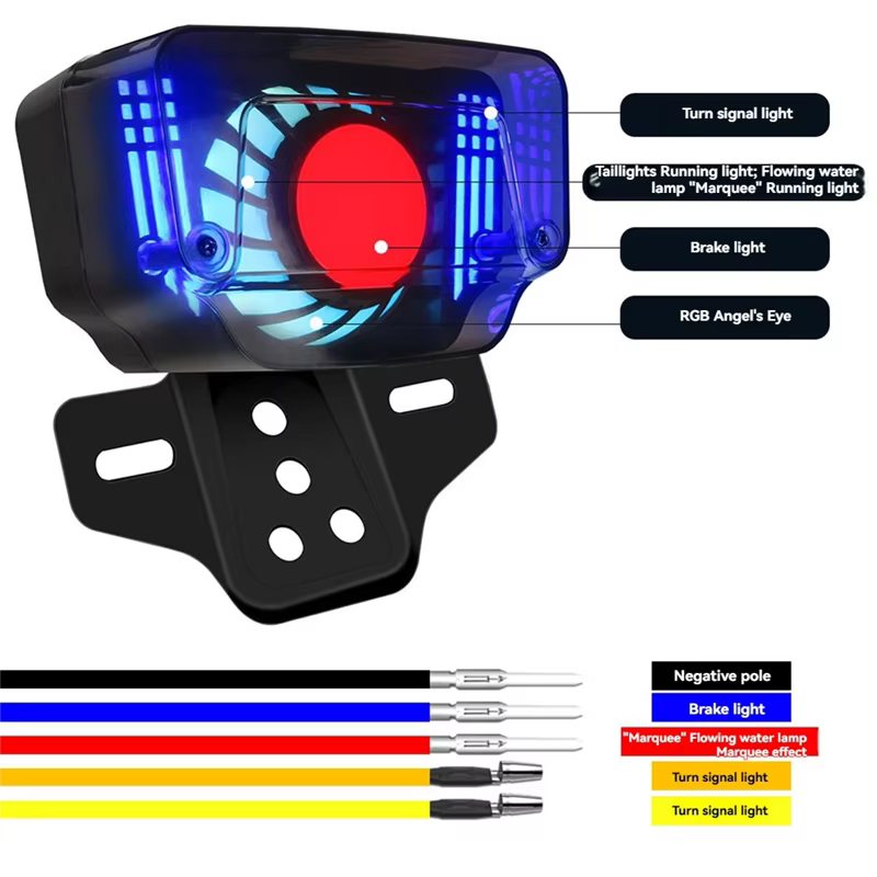 Luz trasera freno LED universal 12V AB56 con soporte matrícula moto - imagen 2