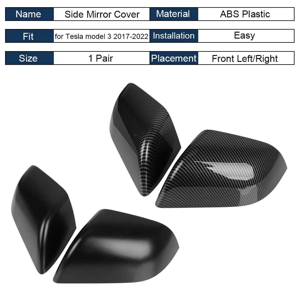 Cubierta espejo retrovisor fibra de carbono Tesla Model 3 2017-2022 - imagen 5