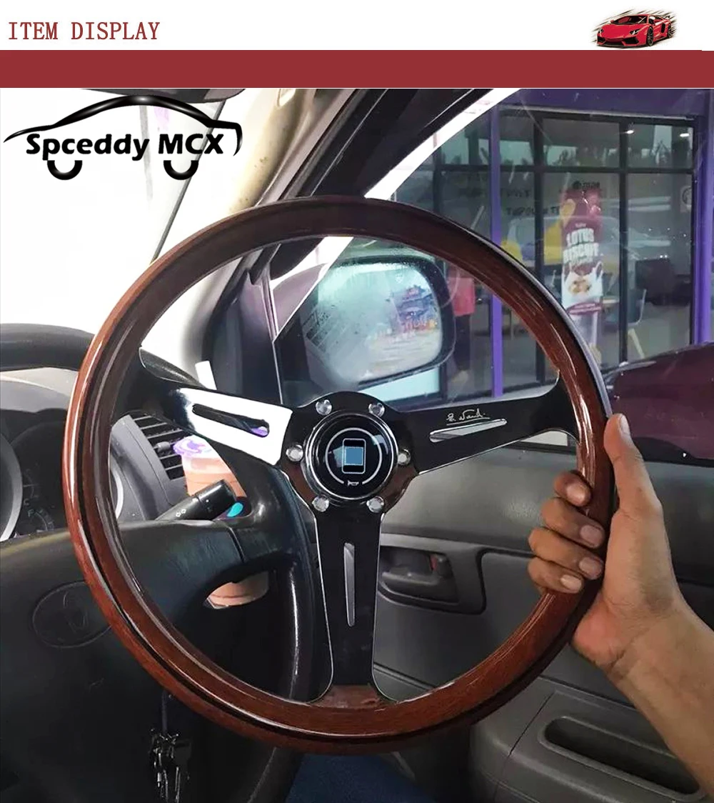 Volante deportivo clásico de grano de madera Spceddy