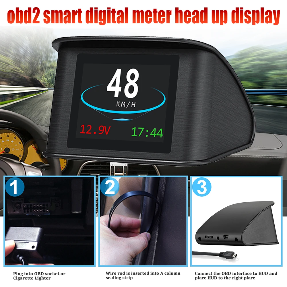 Pantalla HUD OBD2 para coche con velocímetro digital y diagnóstico