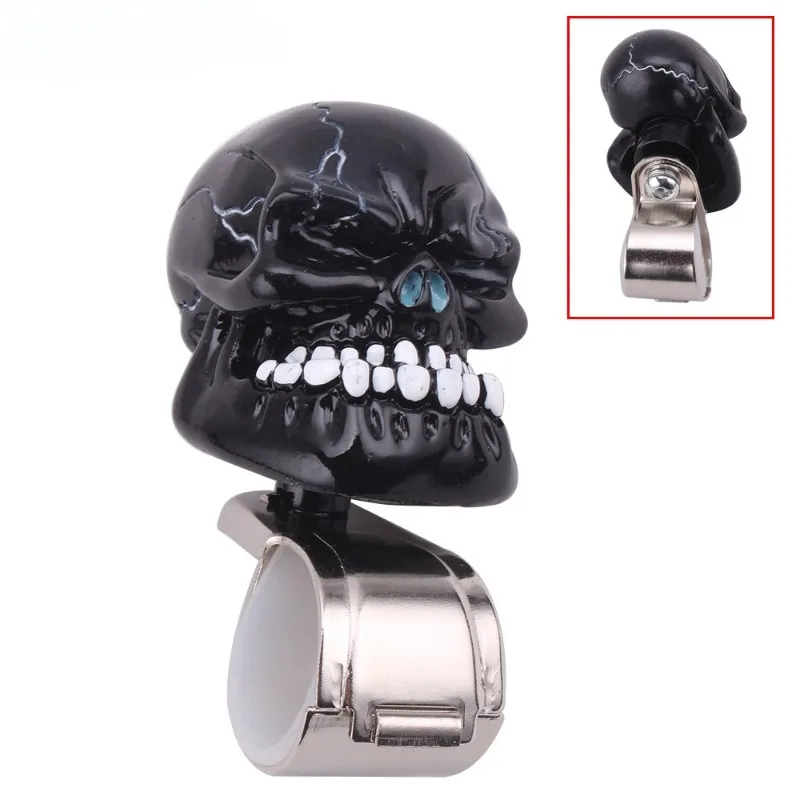 Pomo giratorio universal para volante con diseño de calavera