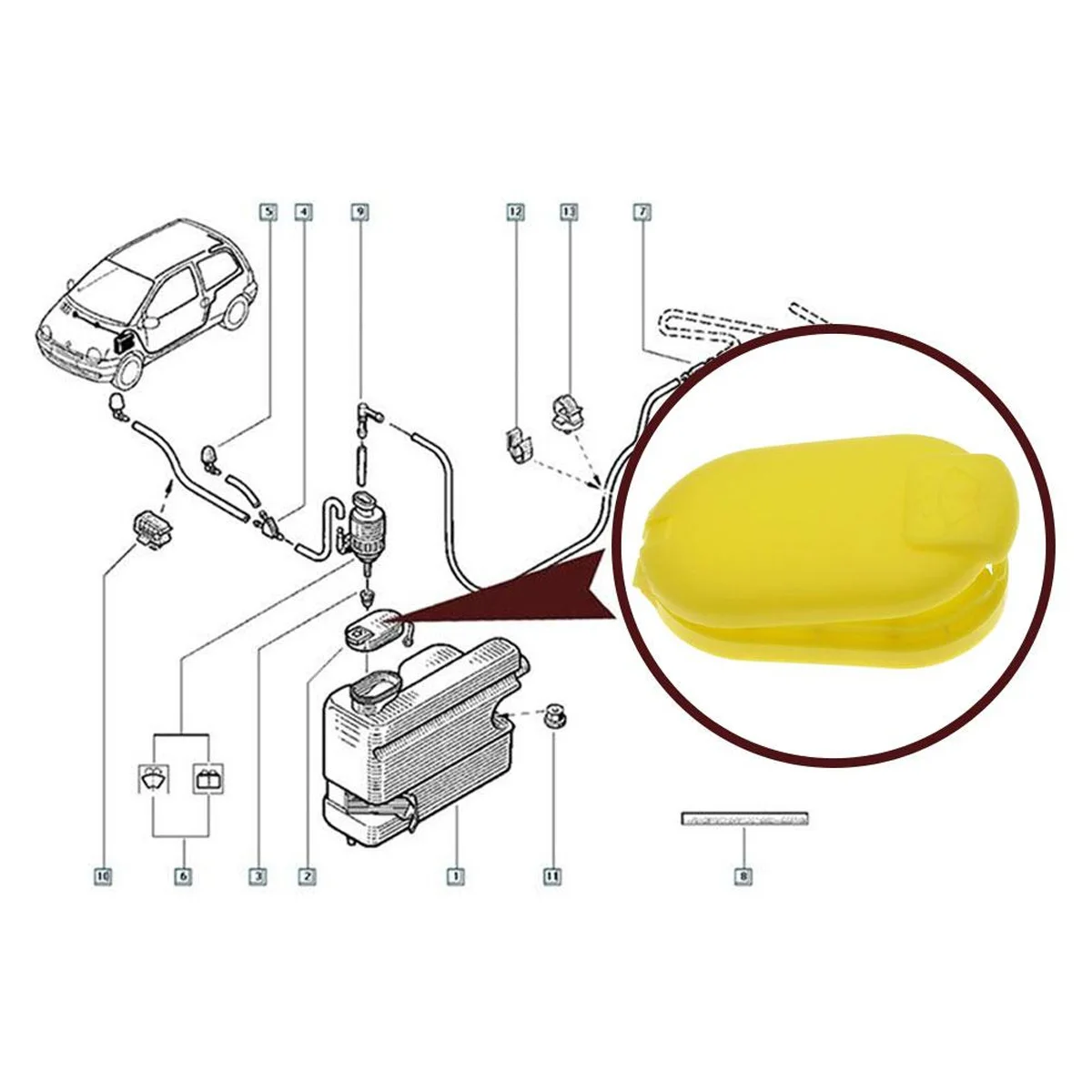 PINMOAP 8200226894 Tapa depósito limpiaparabrisas Renault Megane II - imagen 4