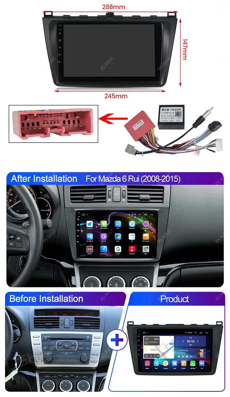 Reproductor multimedia Android 15 para Mazda 6 GH