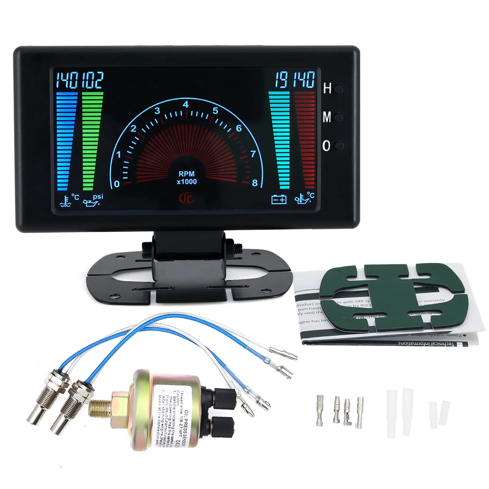 Medidor digital 6 en 1 LCD para coche con tacómetro y sensores - imagen 4