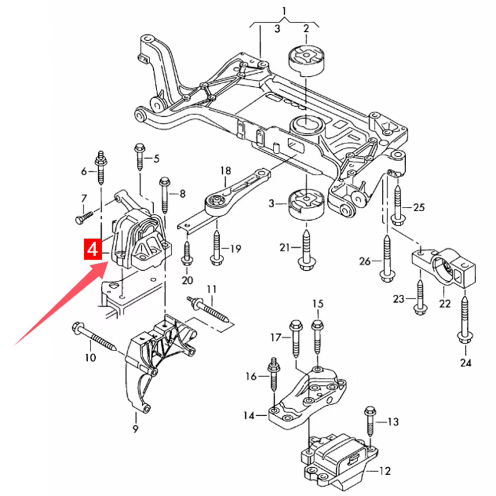 Soporte de motor 5N0199262E/F – Audi Q3, VW Tiguan, Sharan, Alhambra - imagen 5