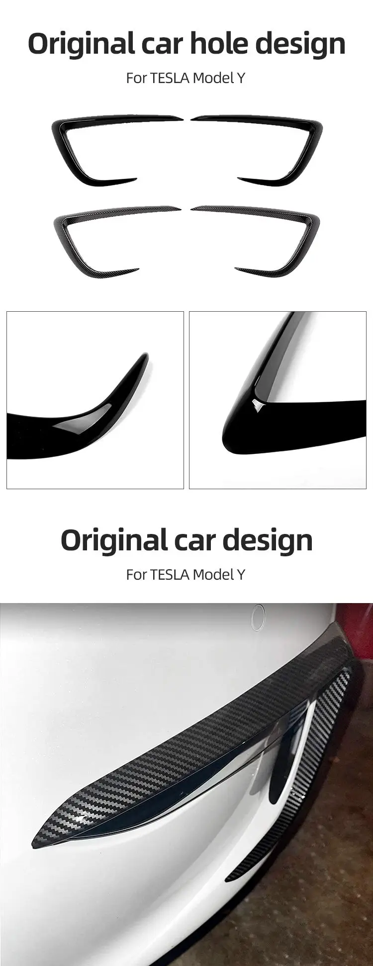 Detalle del embellecedor frontal para Model Y