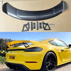 Alerón de maletero trasero para Porsche Boxster Cayman 718 981 987, nuevo alerón trasero GT4, ala de labio grande de fibra de carbono/FRP negro